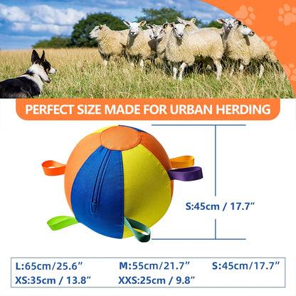 Dog Training Toy Ball with Handle, Border Collie Pet Toys, Interactive Fetching Game for Dogs, Durable Rubber Material