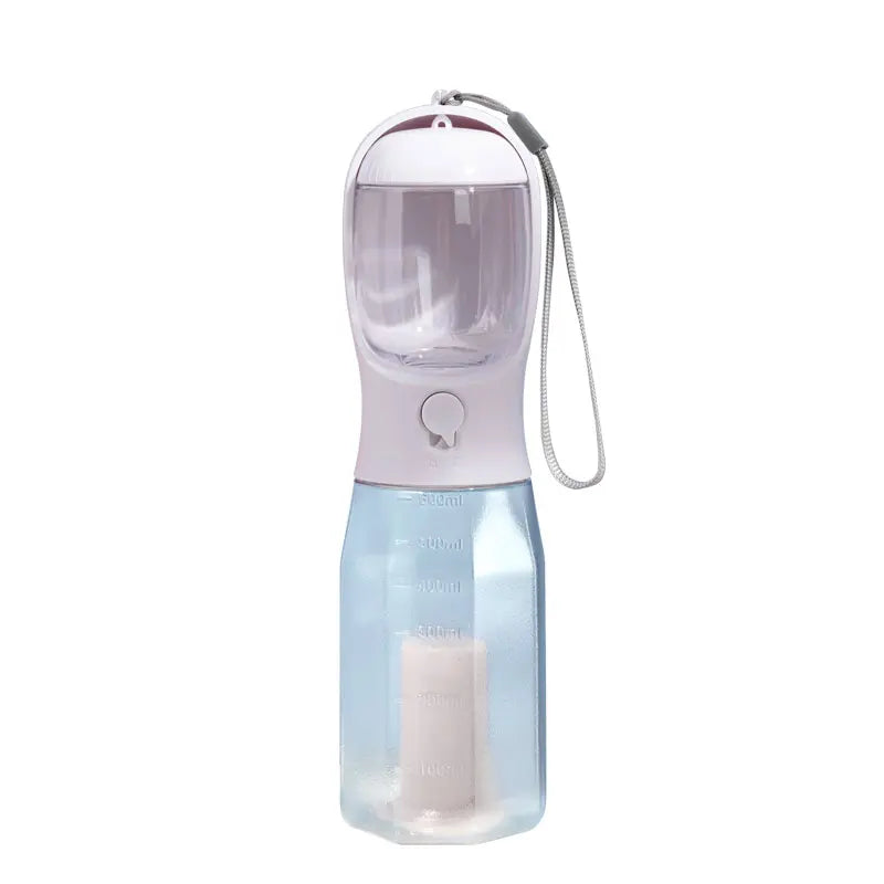 Portable Water Bottle for Dogs, 3 in 1 Pet Travel Bowl Dispenser with Food Treat Container & Poop Bag Holder, Summer Outdoor Walking Hiking Accessories for Large Dog on the Go - Blue, 20Oz