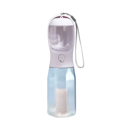 Portable Water Bottle for Dogs, 3 in 1 Pet Travel Bowl Dispenser with Food Treat Container & Poop Bag Holder, Summer Outdoor Walking Hiking Accessories for Large Dog on the Go - Blue, 20Oz